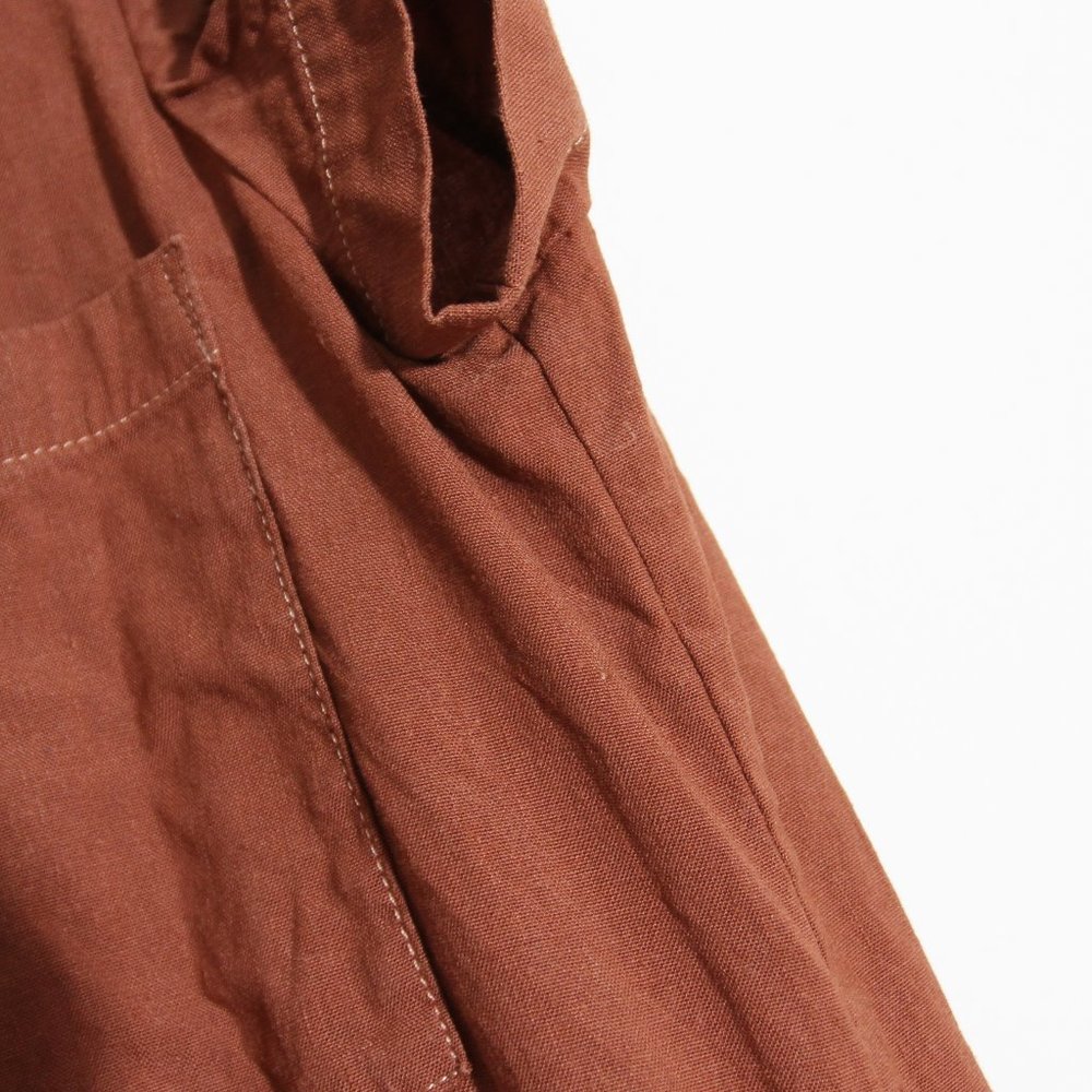 Theory Short Sleeve Shirtdress Linen Terracotta Soft Crunch Burnt Orange Size 4 - Picture 11 of 16